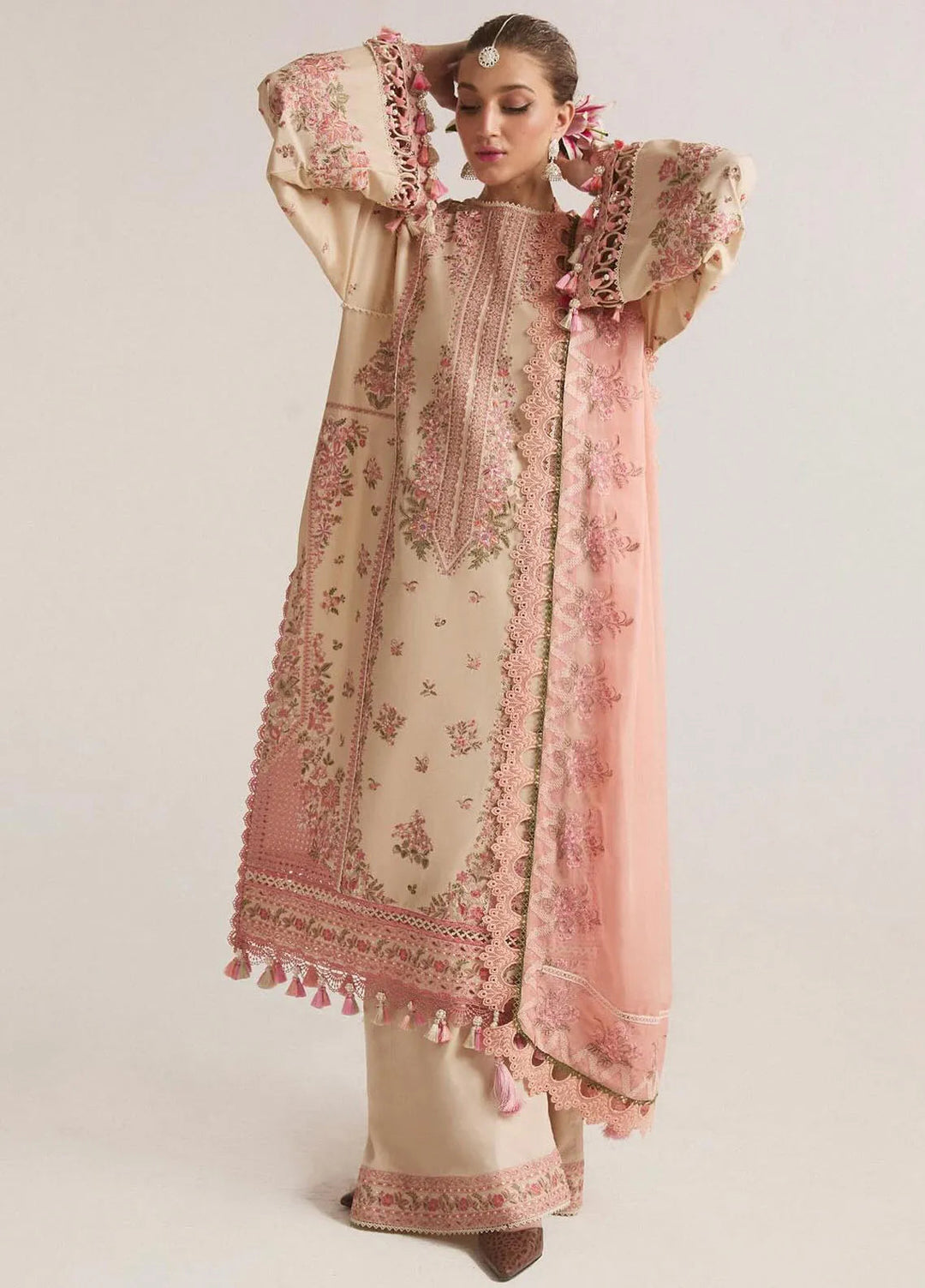 Hussain Rehar Embroidered Lawn Suit Unstitched 3 Piece HRRS24E Stile - Festive Collection