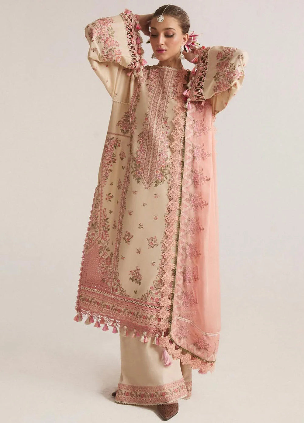 Hussain Rehar Embroidered Lawn Suit Unstitched 3 Piece HRRS24E Stile - Festive Collection