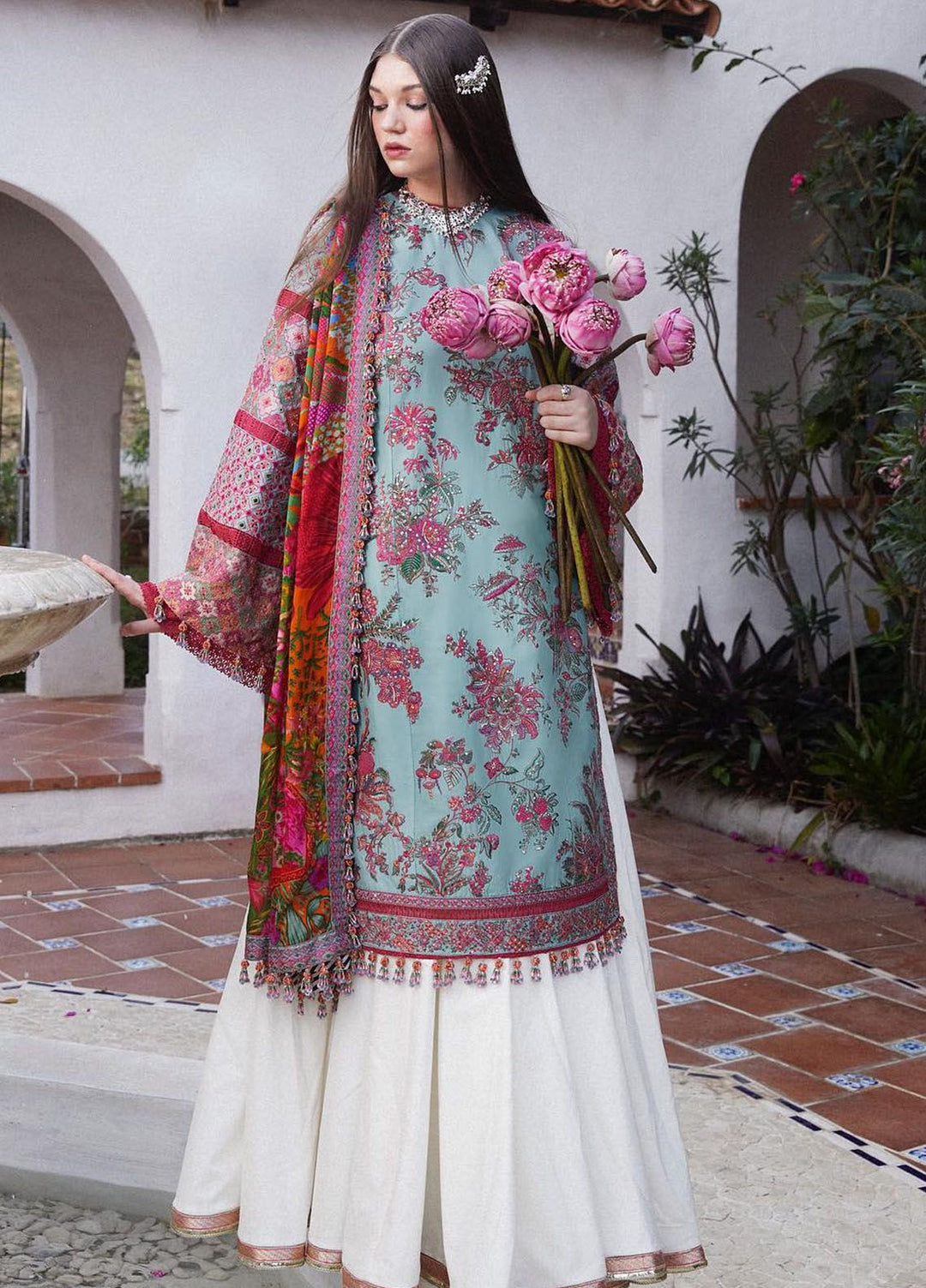 Hussain Rehar Embroidered Lawn Suits Unstitched 3 Piece HRR24EL Floret - Luxury Collection