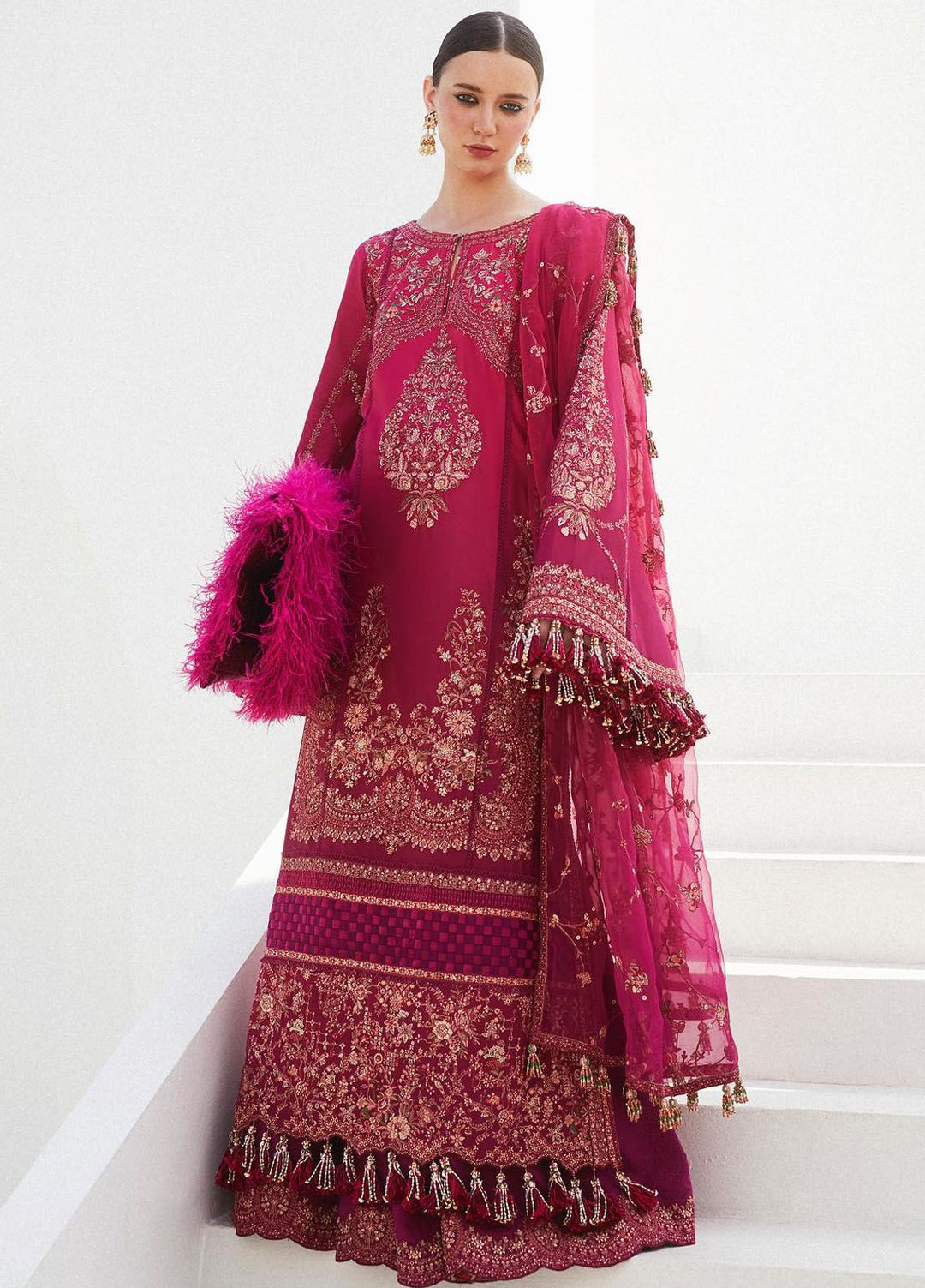 Hussain Rehar Embroidered Lawn Suits Unstitched 3 Piece HRR24EL Nora - Luxury Collection