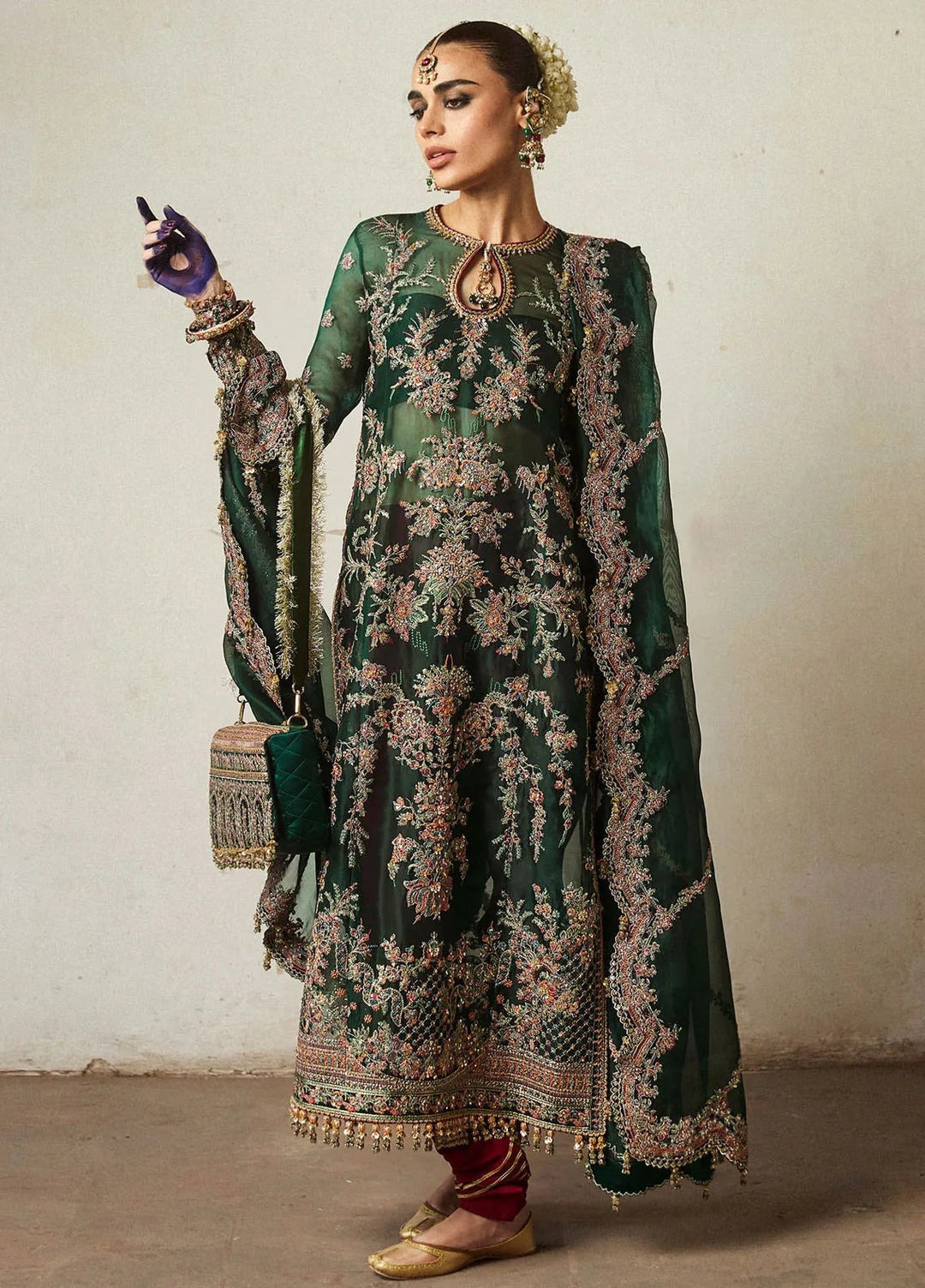 Hussain Rehar Embroidered Organza Suit Unstitched 3 Piece HRR24F Jamali - Formal Collection