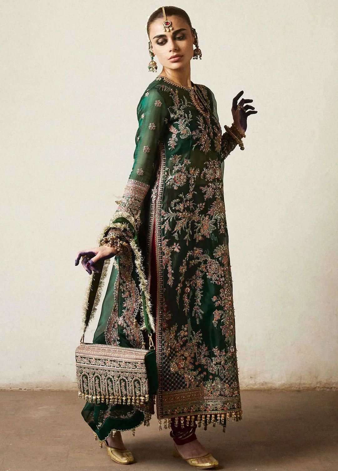 Hussain Rehar Embroidered Organza Suit Unstitched 3 Piece HRR24F Jamali - Formal Collection