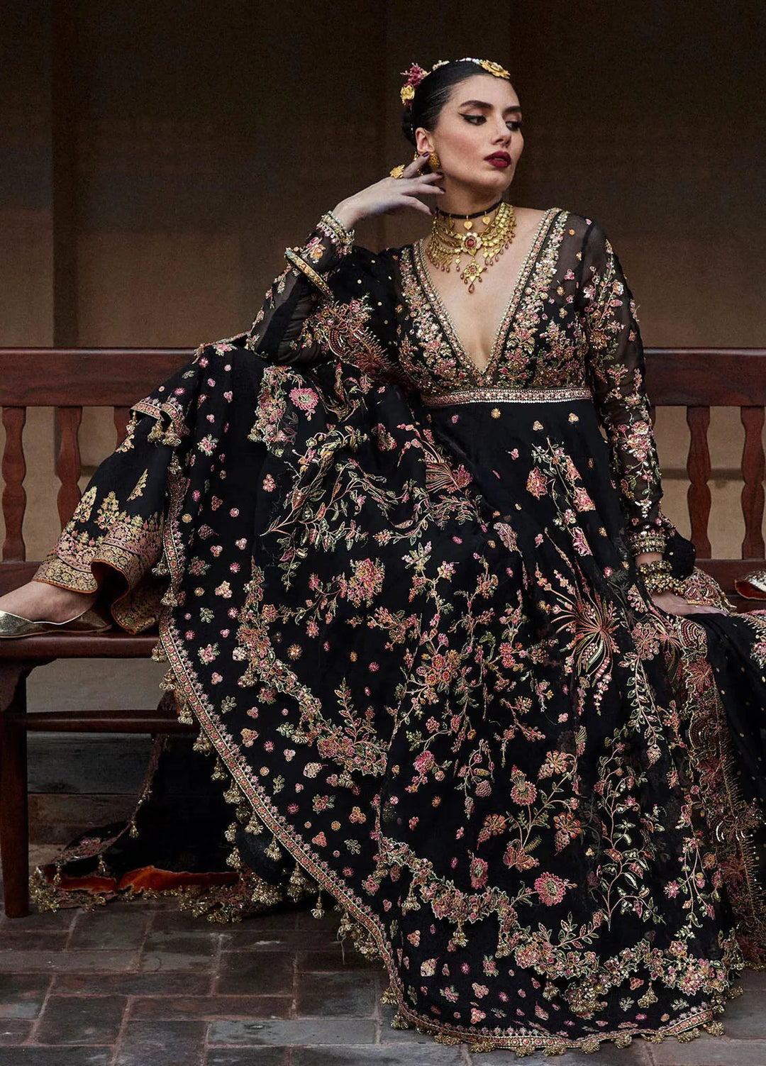 Hussain Rehar Embroidered Organza Suit Unstitched 3 Piece HRR24F Pathaar - Formal Collection