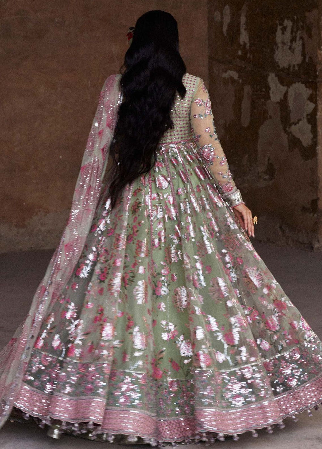 Hussain Rehar Embroidered Organza Suits Unstitched 3 Piece HRR24LF Pankh - Luxury Collection
