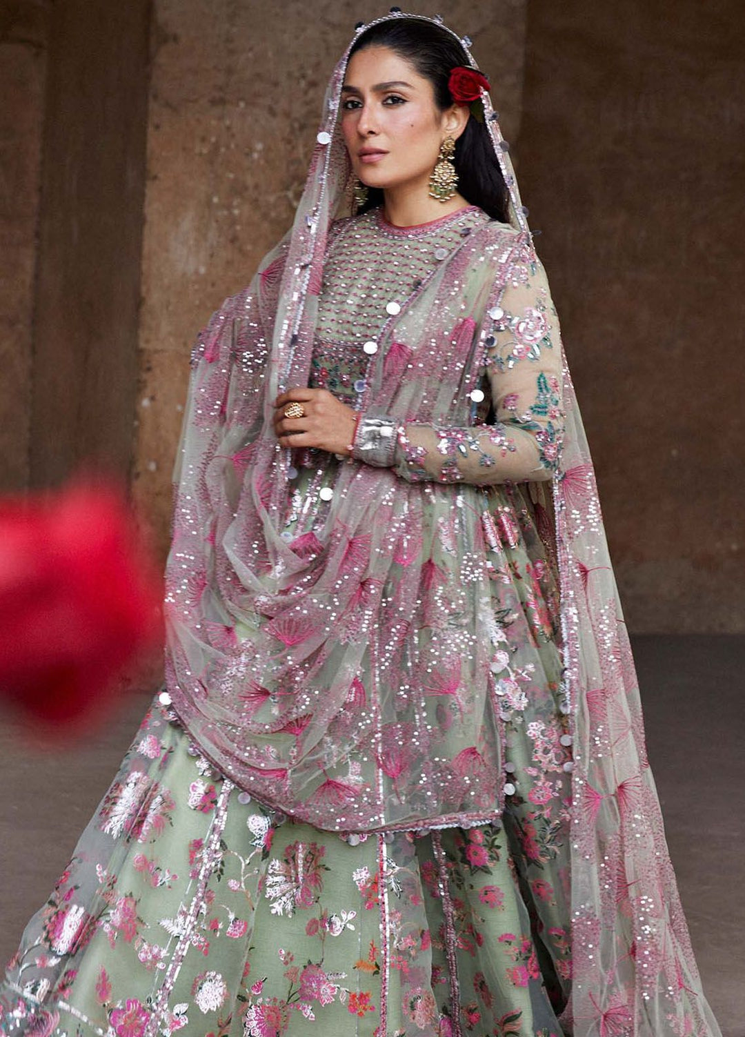 Hussain Rehar Embroidered Organza Suits Unstitched 3 Piece HRR24LF Pankh - Luxury Collection