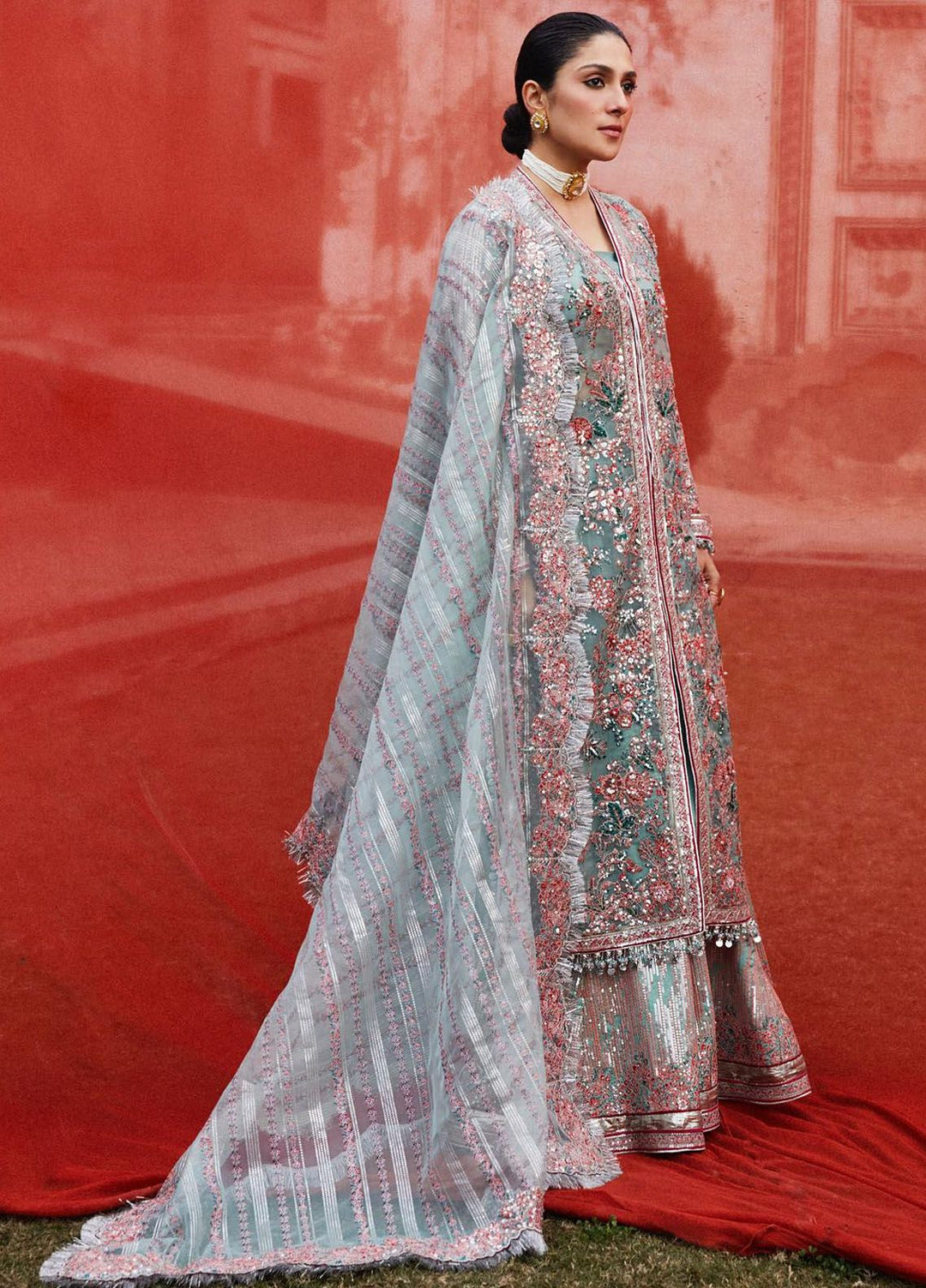 Hussain Rehar Embroidered Organza Suits Unstitched 3 Piece HRR24LF Saleen - Luxury Collection