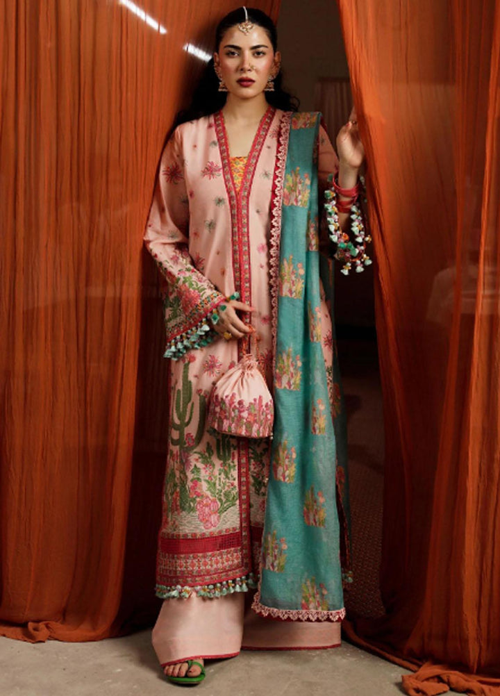 Hussain Rehar Embroidered Lawn Suits Unstitched 3 Piece HRR23FE Pembe - Spring / Summer Collection