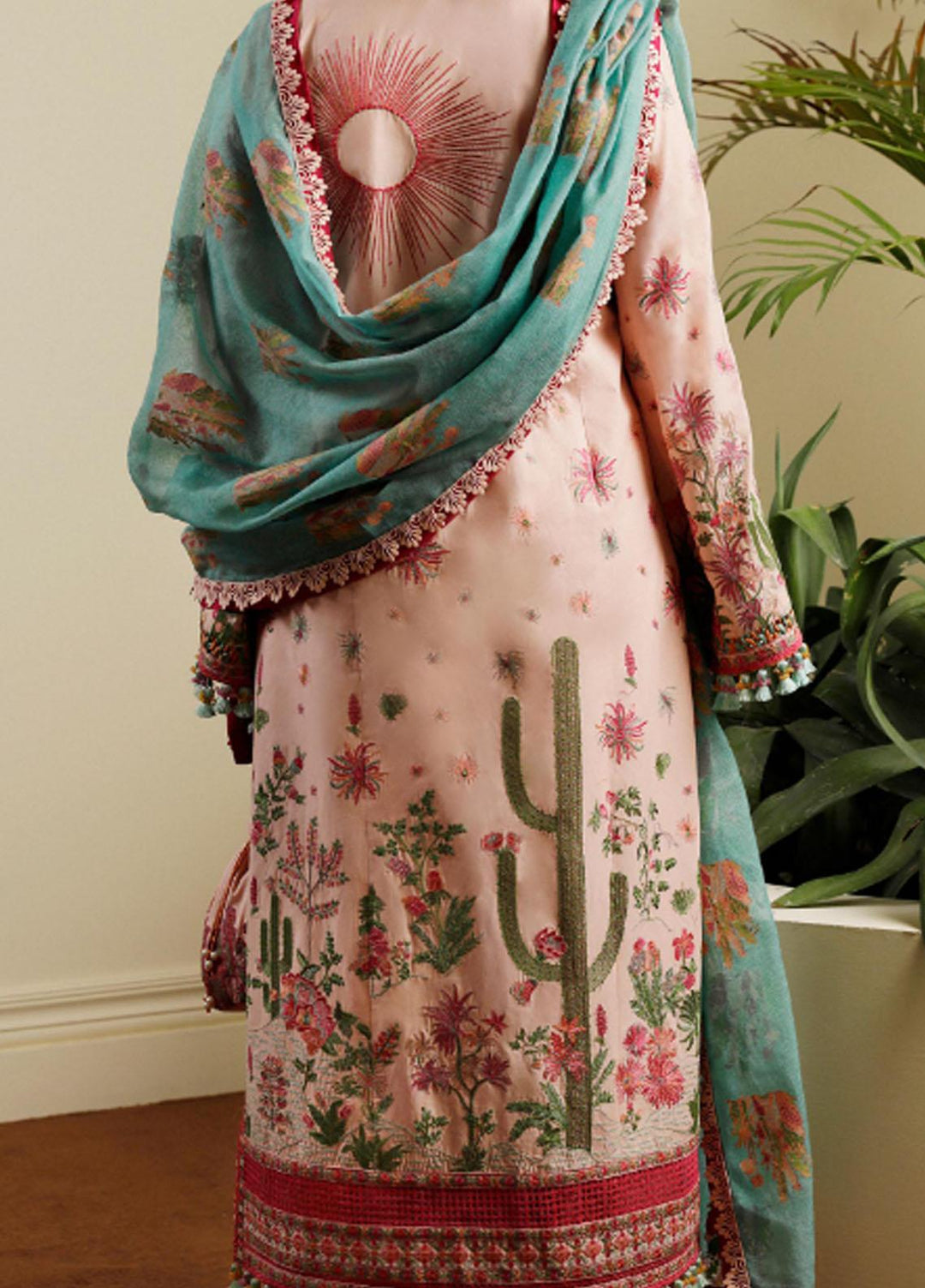 Hussain Rehar Embroidered Lawn Suits Unstitched 3 Piece HRR23FE Pembe - Spring / Summer Collection