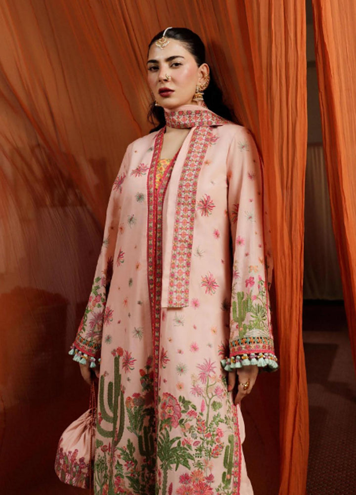 Hussain Rehar Embroidered Lawn Suits Unstitched 3 Piece HRR23FE Pembe - Spring / Summer Collection
