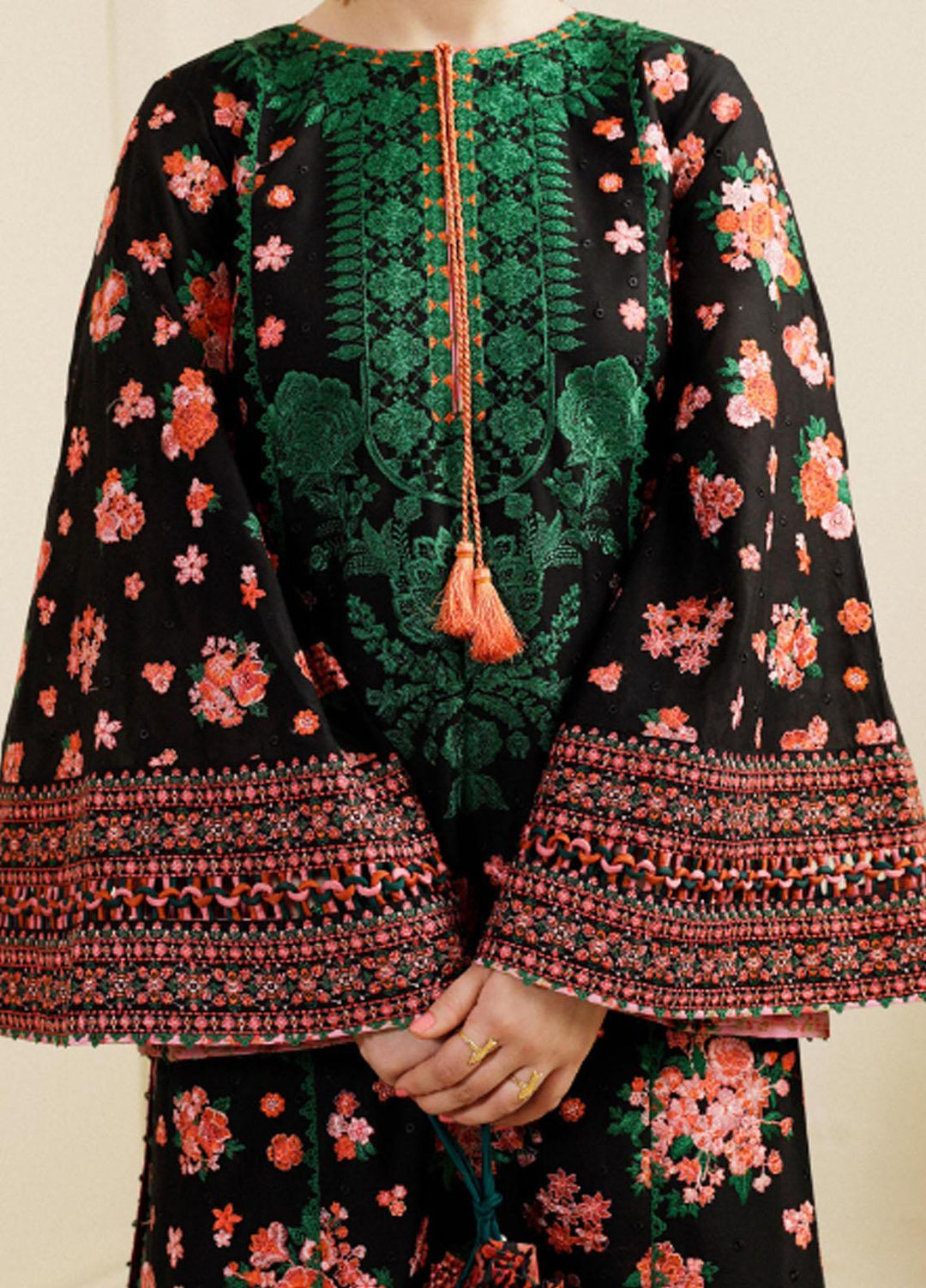 Hussain Rehar Embroidered Lawn Suits Unstitched 3 Piece HRR23FE Noir - Spring / Summer Collection