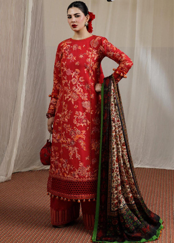 Hussain Rehar Embroidered Lawn Suits Unstitched 3 Piece HRR23FE Berry - Spring / Summer Collection