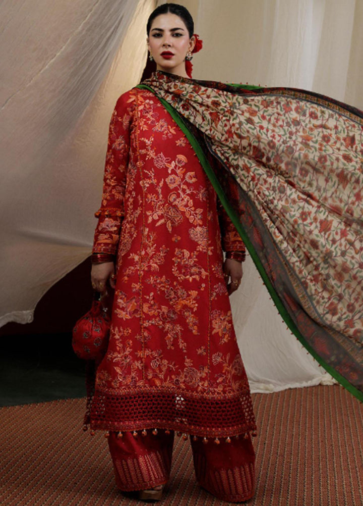 Hussain Rehar Embroidered Lawn Suits Unstitched 3 Piece HRR23FE Berry - Spring / Summer Collection