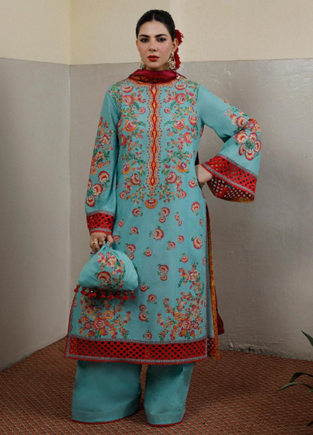 Hussain Rehar Embroidered Lawn Suits Unstitched 3 Piece HRR23FE Lazuli - Spring / Summer Collection