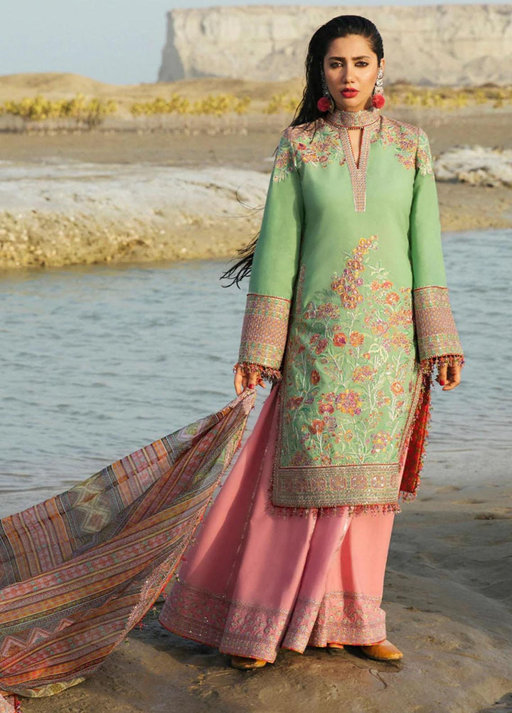 Rahgoli By Hussain Rehar Embroidered Lawn Suits Unstitched 3 Piece HRR22R Shat - Spring / Summer Collection