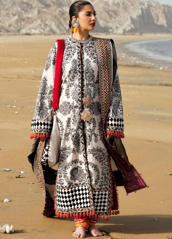 Rahgoli By Hussain Rehar Embroidered Lawn Suits Unstitched 3 Piece HRR22R Zerbar - Spring / Summer Collection
