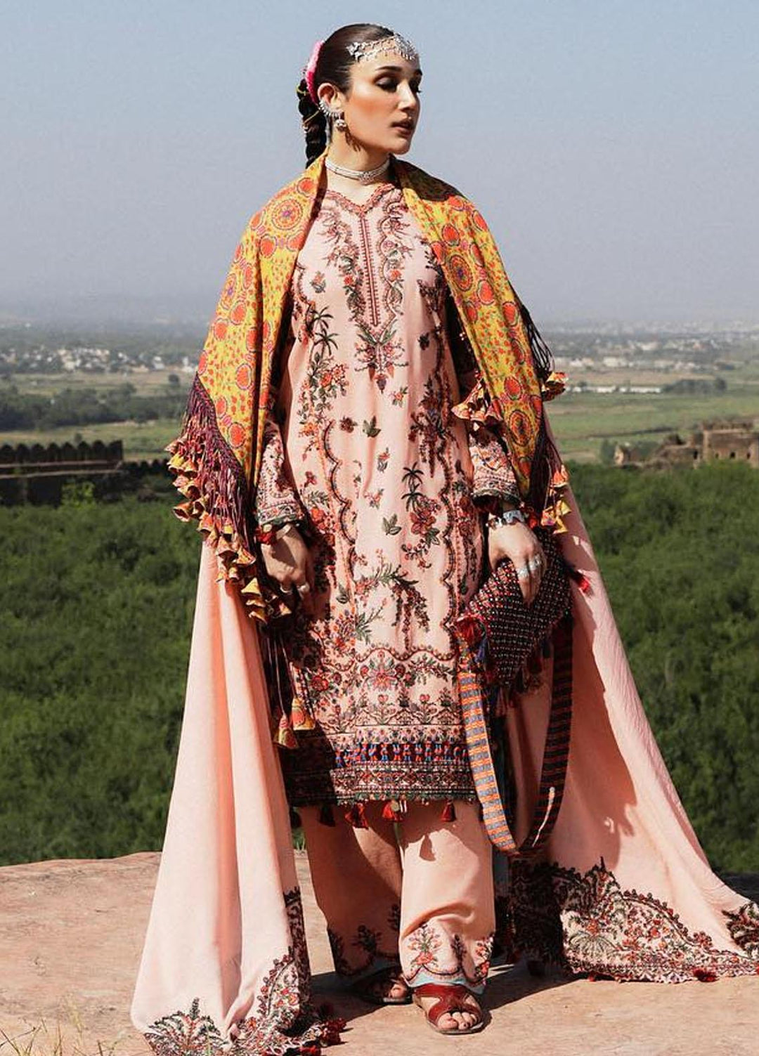 Hussain Rehar Embroidered Karandi Suits Unstitched 3 Piece HRR23KW Calla Lily - Winter Collection