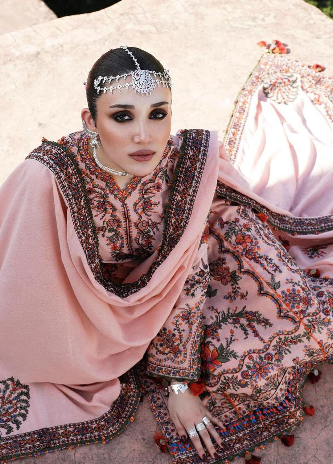 Hussain Rehar Embroidered Karandi Suits Unstitched 3 Piece HRR23KW Calla Lily - Winter Collection