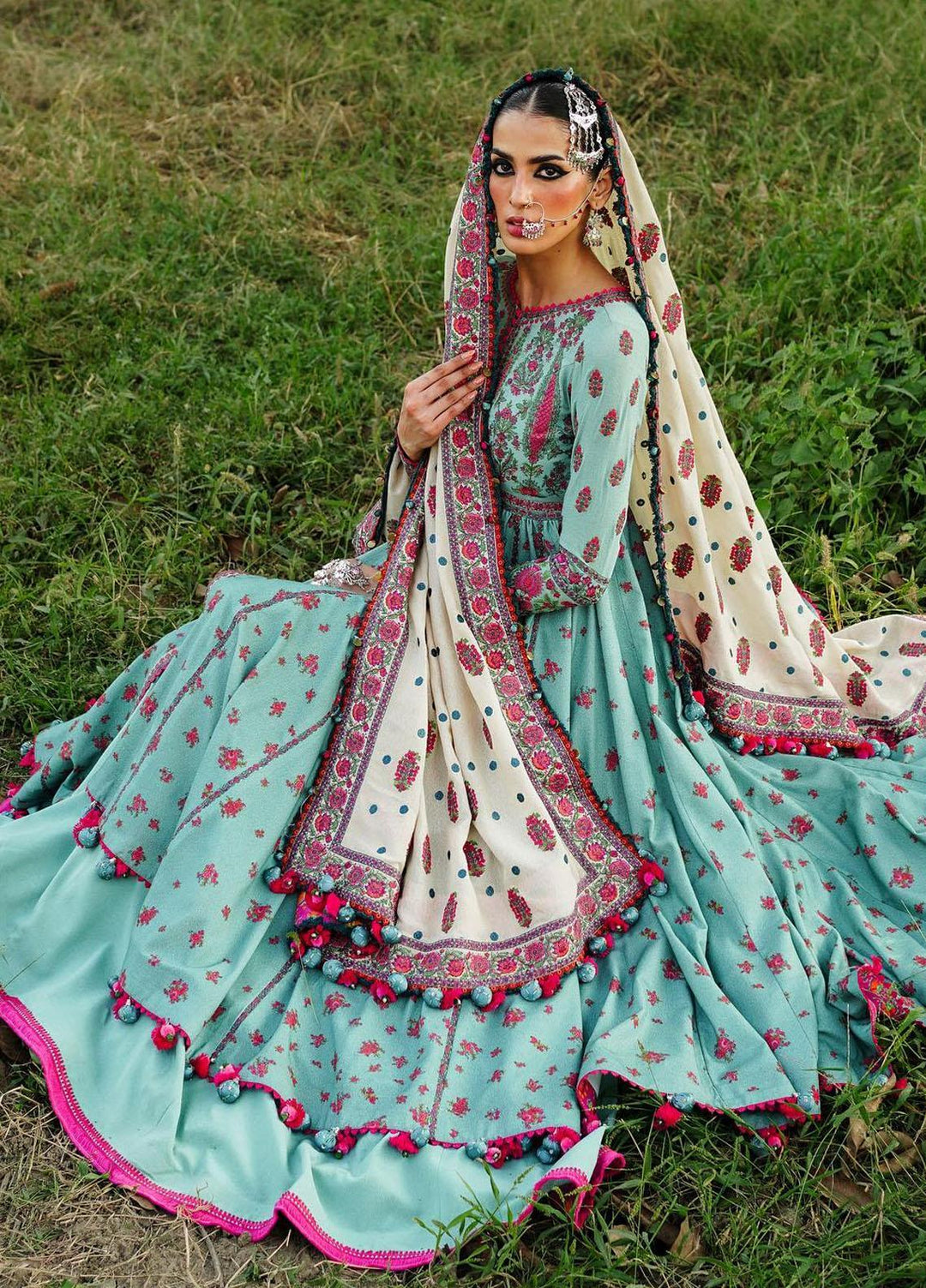 Hussain Rehar Embroidered Karandi Suits Unstitched 3 Piece HRR23KW Ferozi - Winter Collection