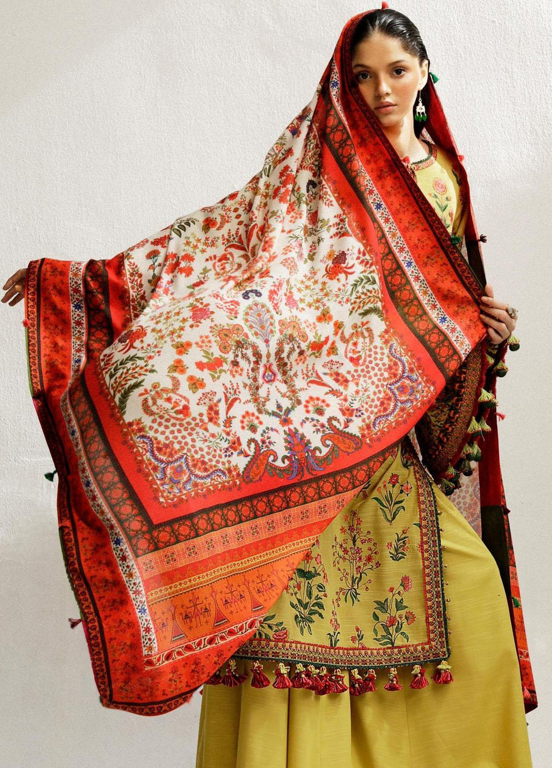 Hussain Rehar Embroidered Khaddar Suits Unstitched 3 Piece HRR23WU Ember - Winter Collection