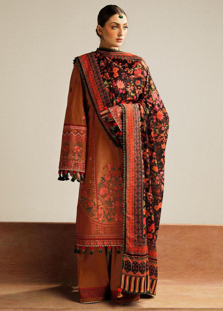 Hussain Rehar Embroidered Khaddar Suits Unstitched 3 Piece HRR23WU Dusky - Winter Collection