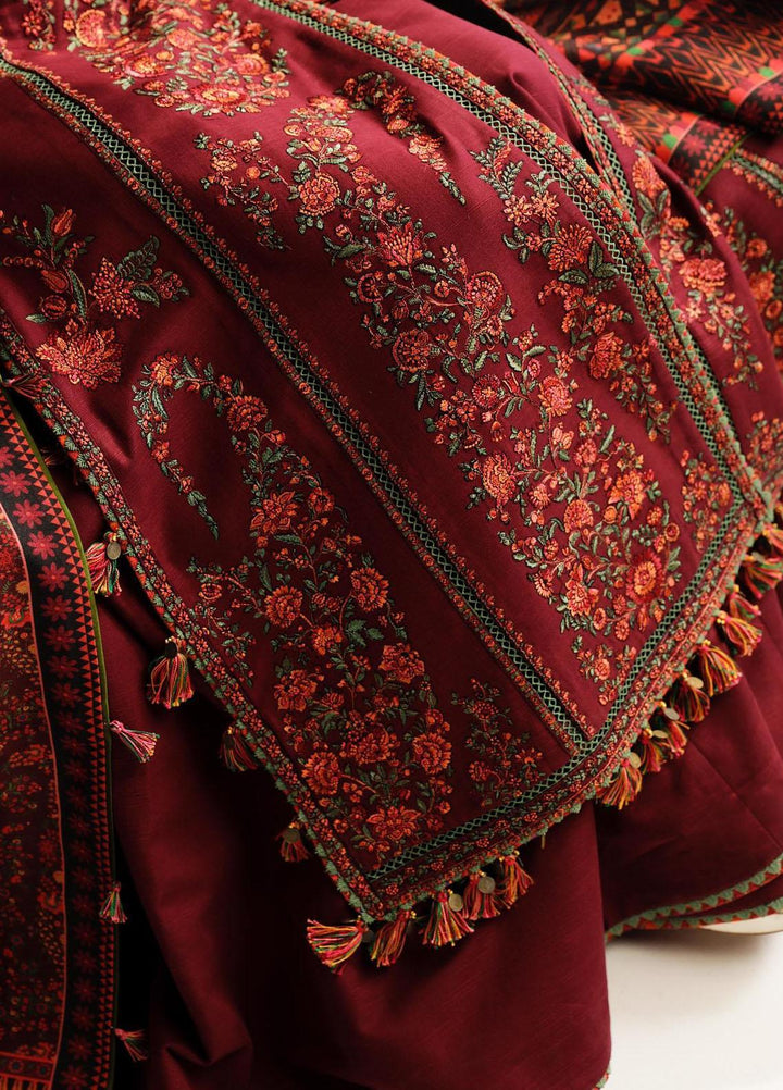 Hussain Rehar Embroidered Khaddar Suits Unstitched 3 Piece HRR23WU Ruby - Winter Collection