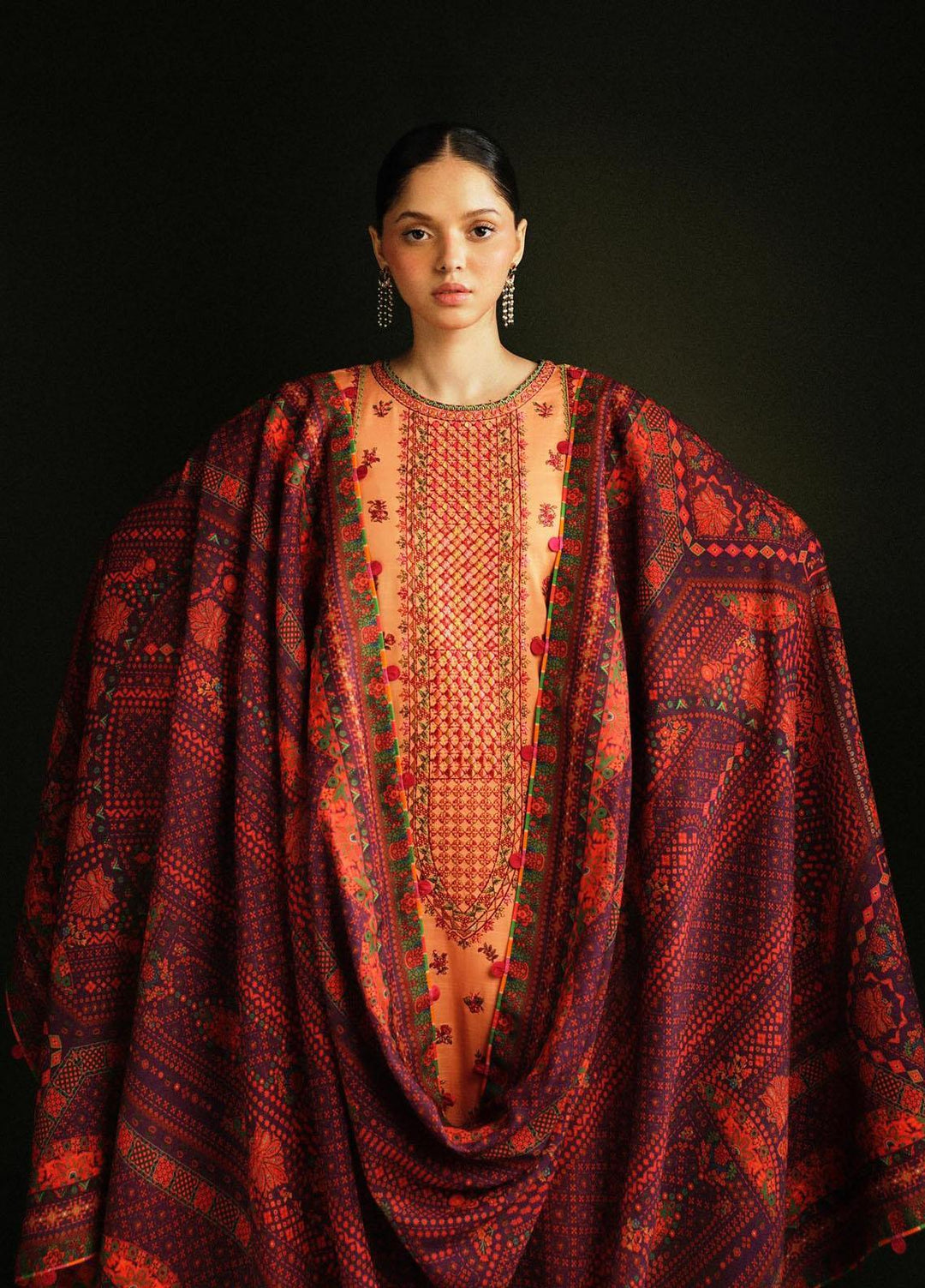 Hussain Rehar Embroidered Khaddar Suits Unstitched 3 Piece HRR23WU Sunrise - Winter Collection