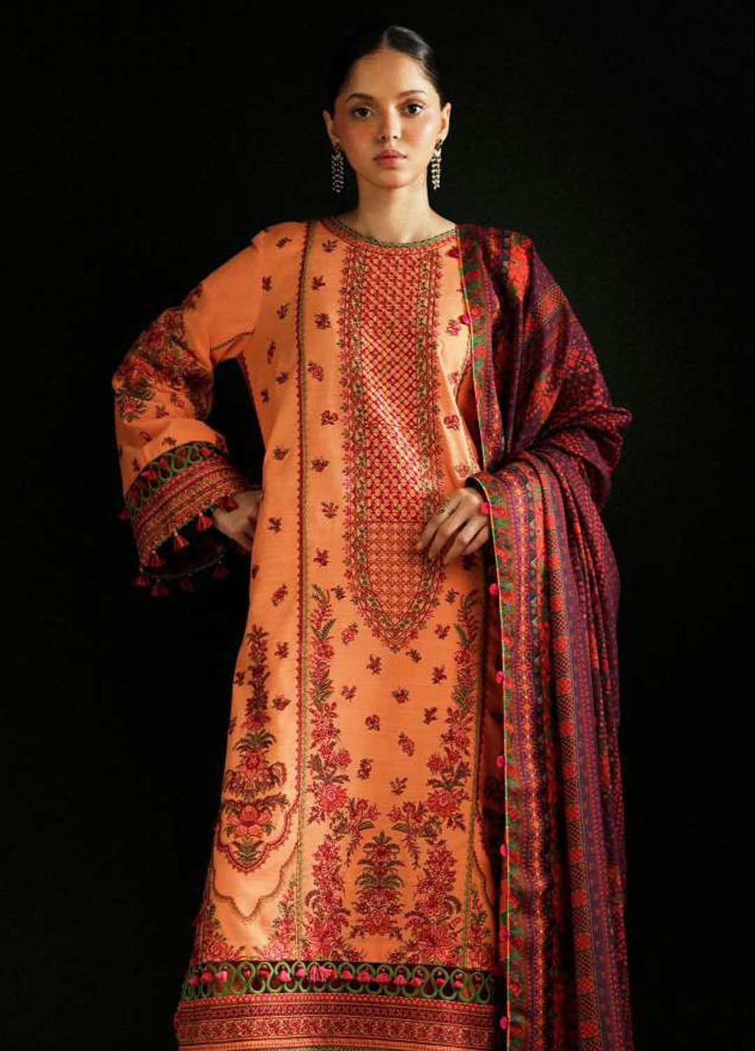 Hussain Rehar Embroidered Khaddar Suits Unstitched 3 Piece HRR23WU Sunrise - Winter Collection