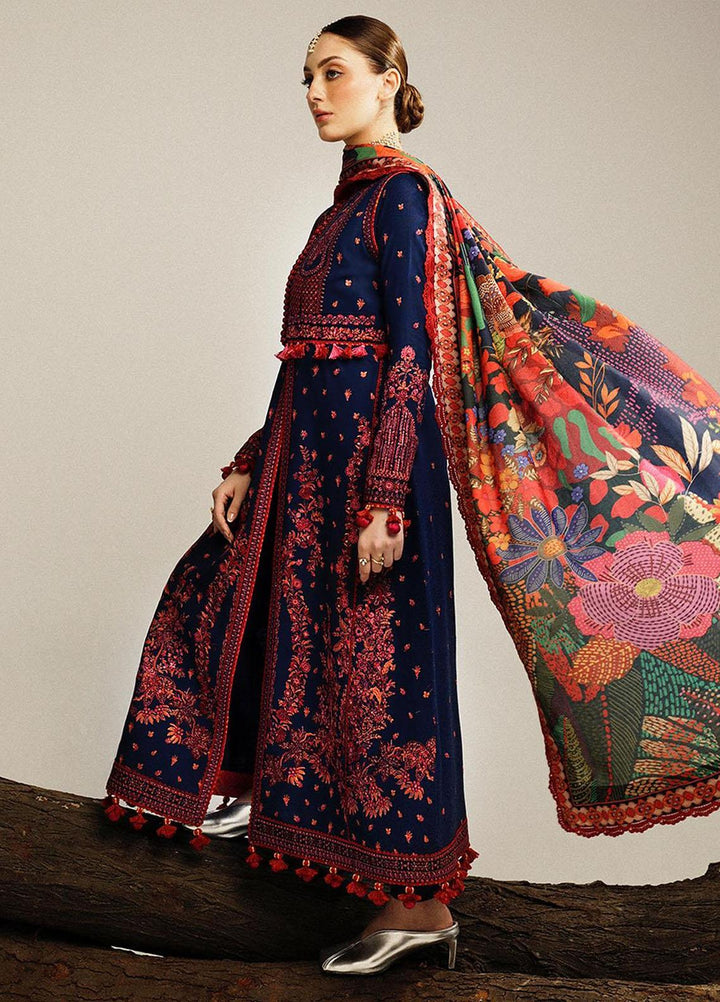 Hussain Rehar Embroidered Khaddar Suits Unstitched 3 Piece HRR23WU Cerulean - Winter Collection