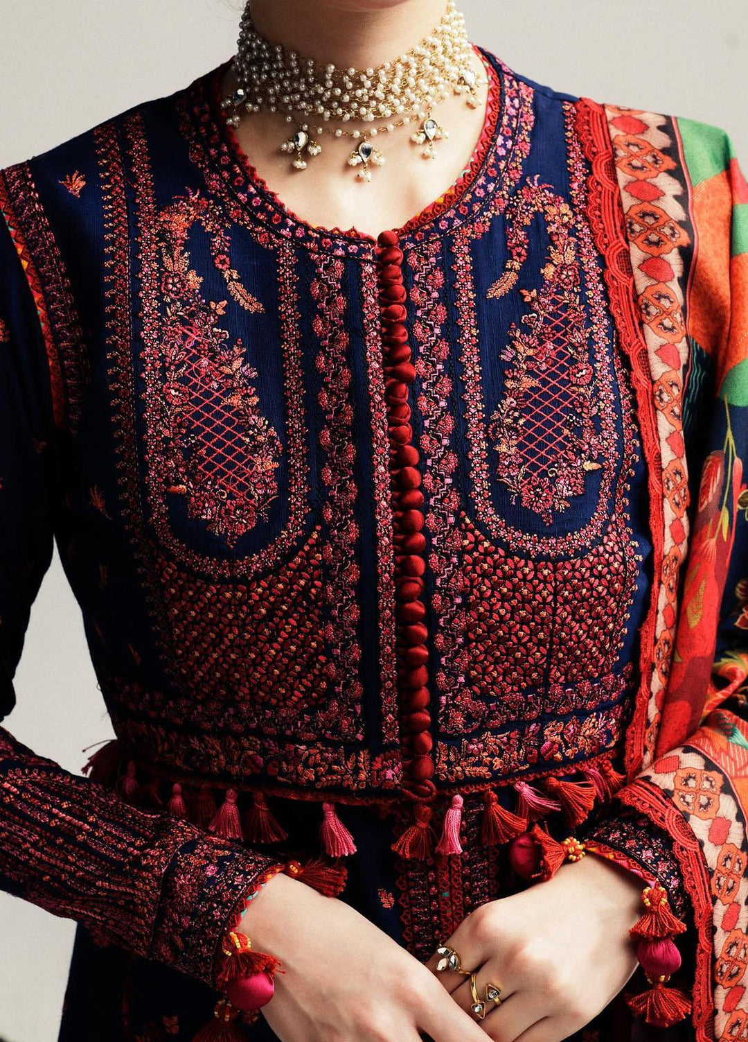 Hussain Rehar Embroidered Khaddar Suits Unstitched 3 Piece HRR23WU Cerulean - Winter Collection