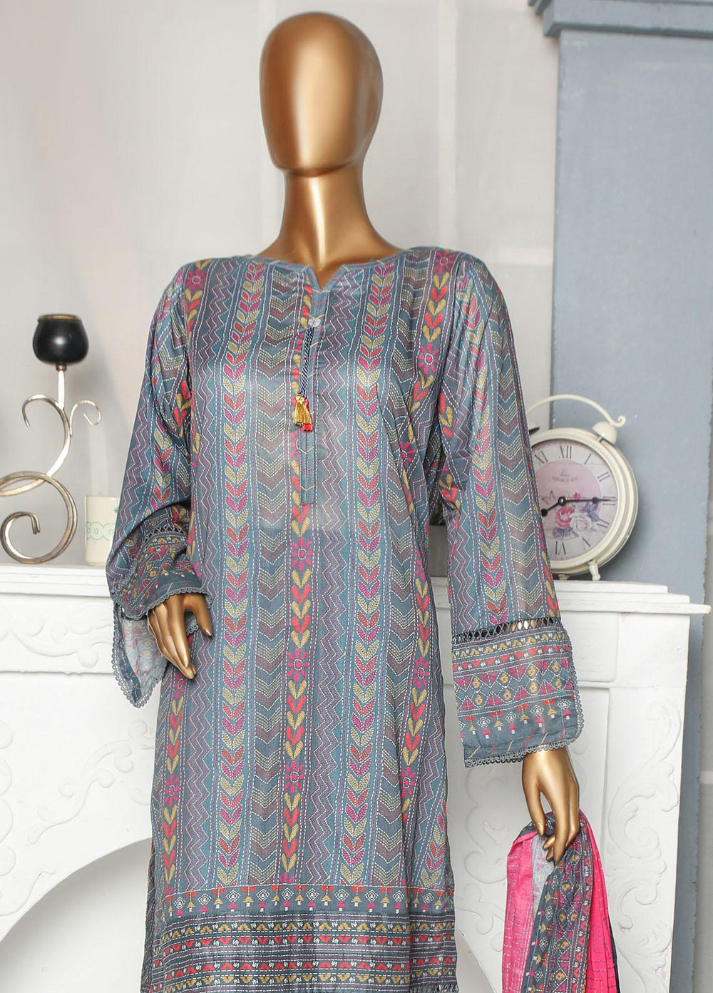 HZ Textiles Casual Pret  Lawn 3 Piece Suit HZ23LPE-2 D-2338