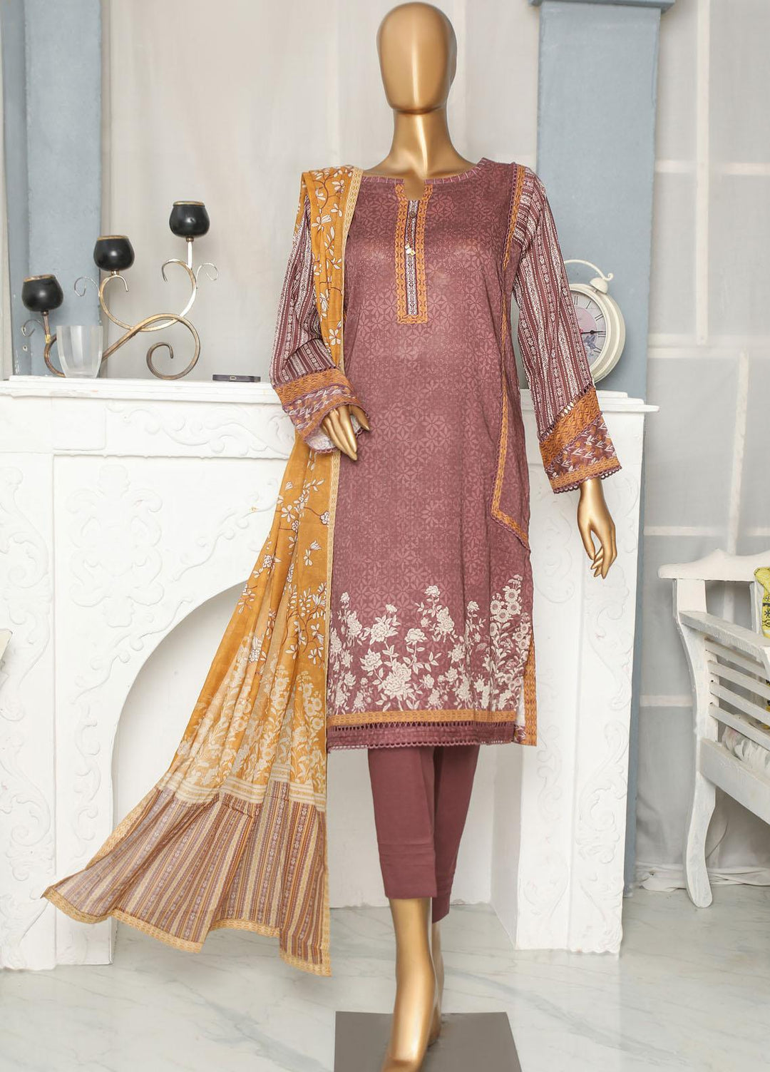 HZ Textiles Casual Pret  Lawn 3 Piece Suit HZ23LPE-2 D-2347