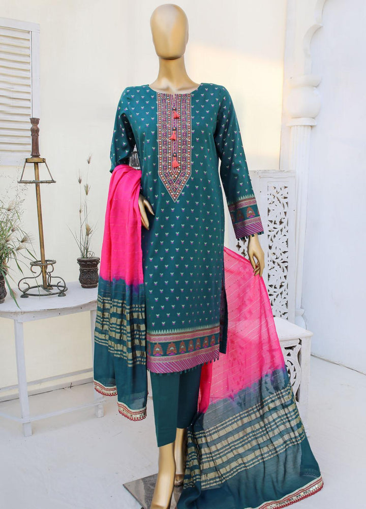 HZ Textiles Embroidered Jacquard Suits Unstitched 3 Piece HZ23A AJ-03 - Festive Collection