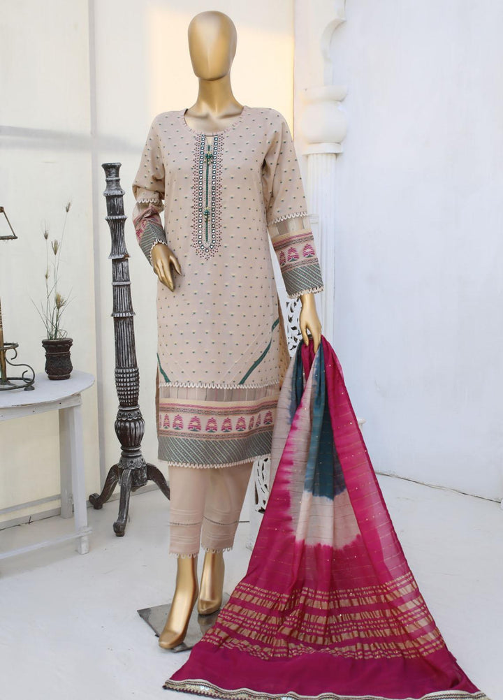 HZ Textiles Embroidered Jacquard Suits Unstitched 3 Piece HZ23A AJ-04 - Festive Collection
