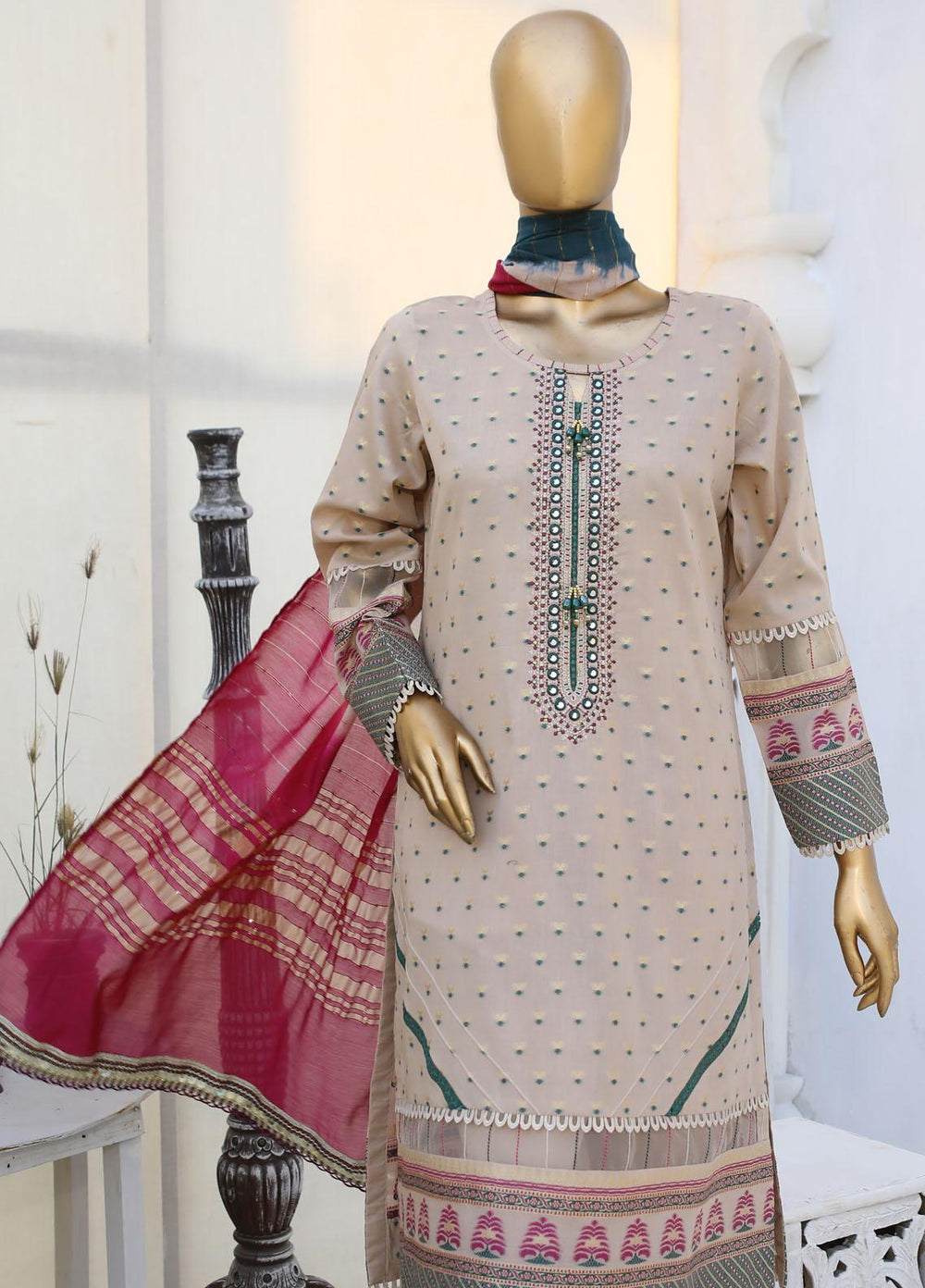 HZ Textiles Embroidered Jacquard Suits Unstitched 3 Piece HZ23A AJ-04 - Festive Collection