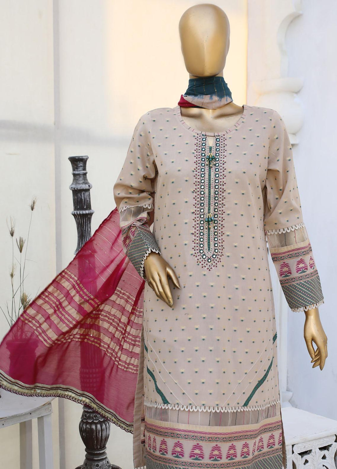 HZ Textiles Embroidered Jacquard Suits Unstitched 3 Piece HZ23A AJ-04 - Festive Collection