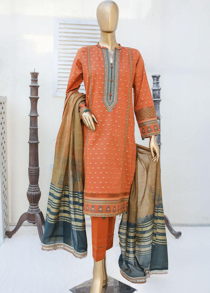 HZ Textiles Embroidered Jacquard Suits Unstitched 3 Piece HZ23A AJ-08 - Festive Collection