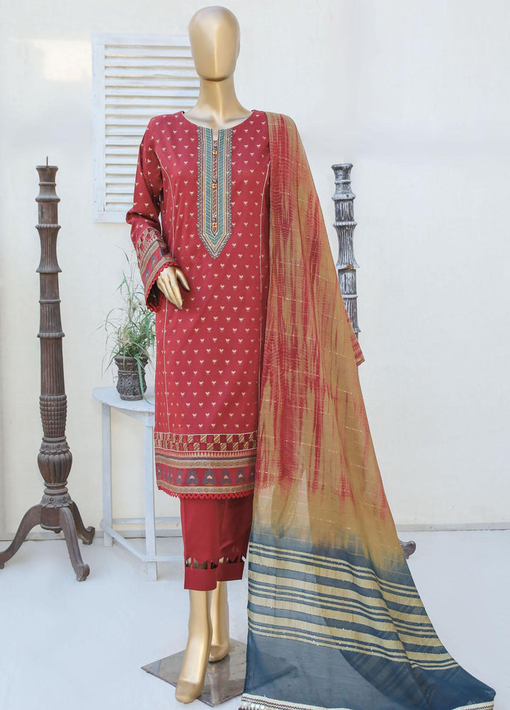 HZ Textiles Embroidered Jacquard Suits Unstitched 3 Piece HZ23A AJ-09 - Festive Collection