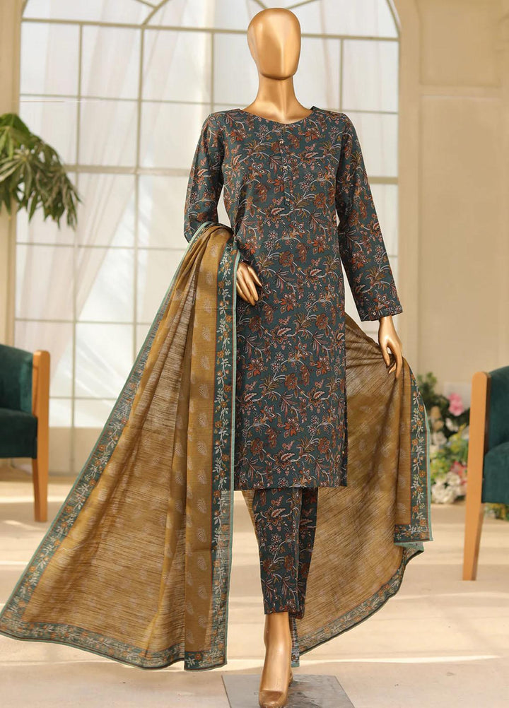 HZ Textiles Printed Khaddar Suits Unstitched 3 Piece HZ23PK PKP-104-A - Winter Collection