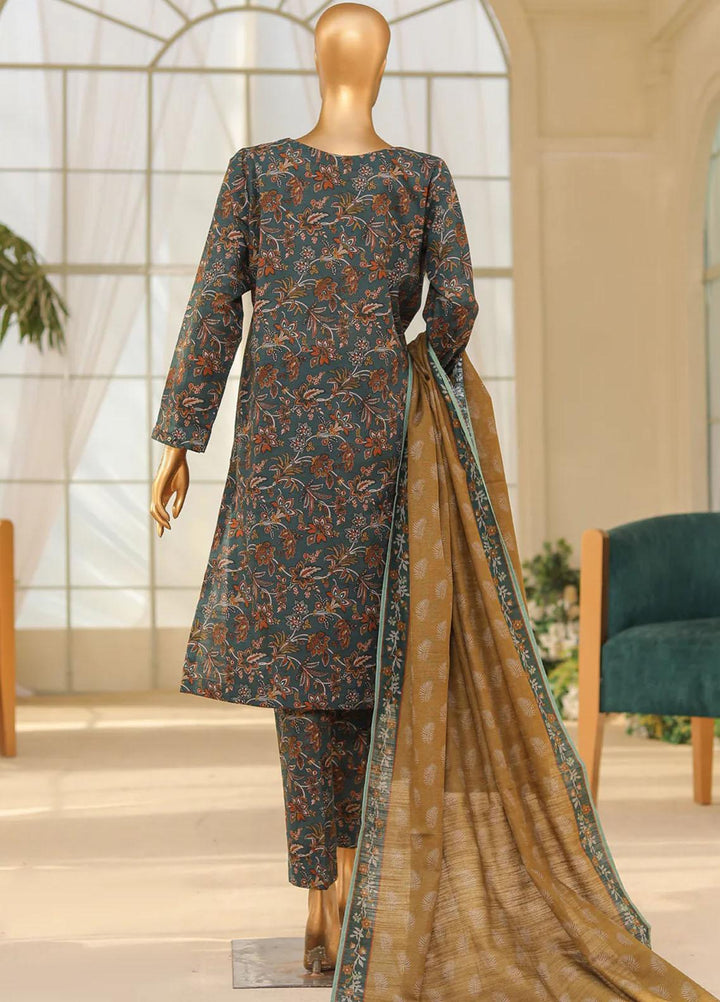 HZ Textiles Printed Khaddar Suits Unstitched 3 Piece HZ23PK PKP-104-A - Winter Collection