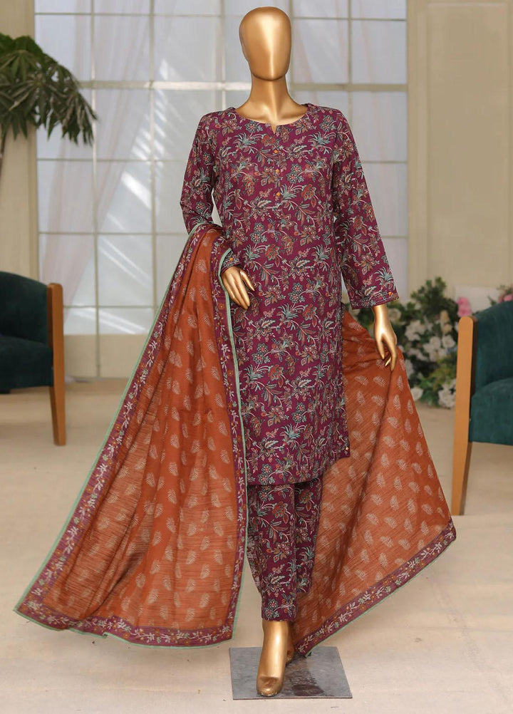 HZ Textiles Printed Khaddar Suits Unstitched 3 Piece HZ23PK PKP-104-B - Winter Collection