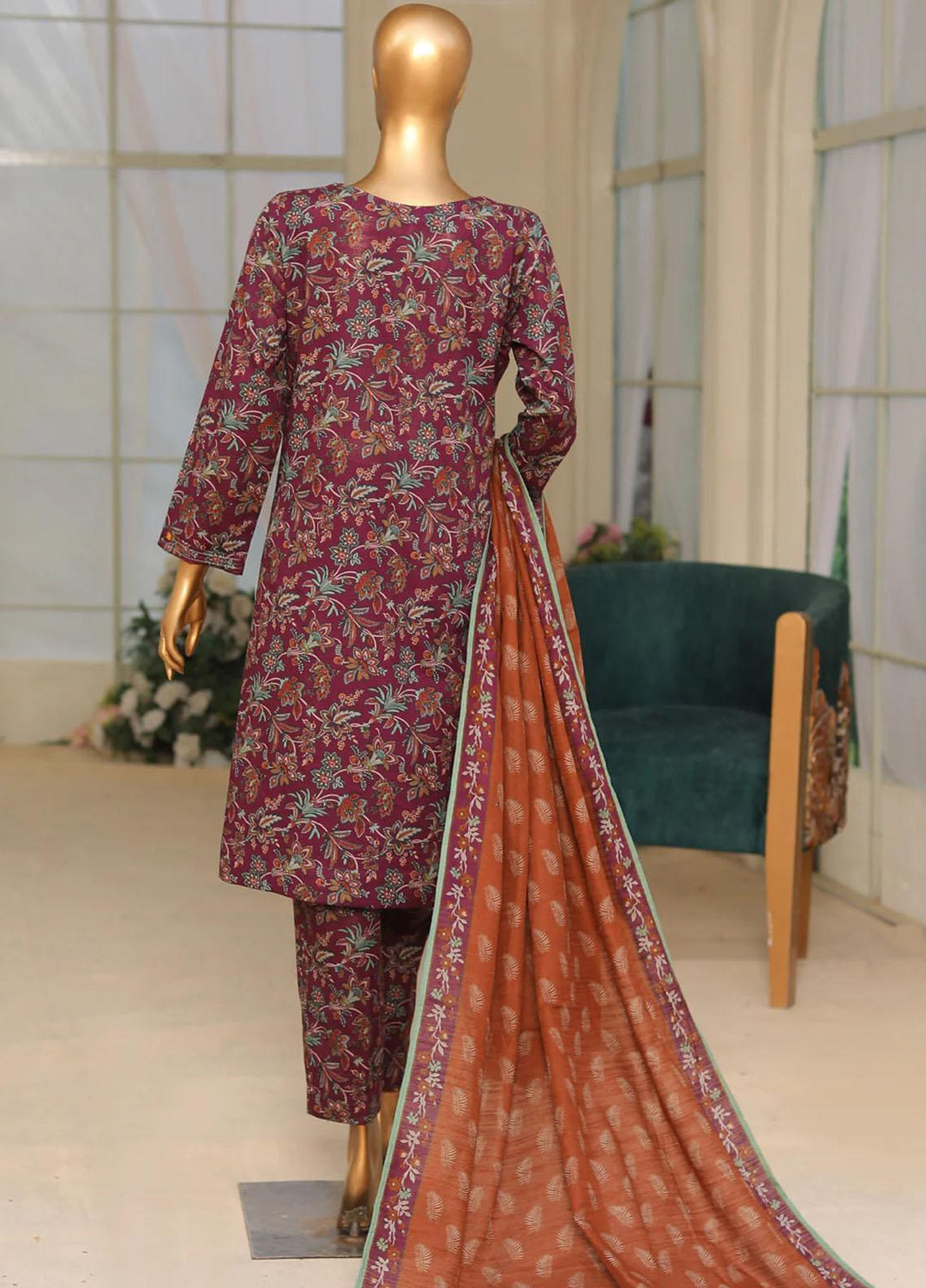 HZ Textiles Printed Khaddar Suits Unstitched 3 Piece HZ23PK PKP-104-B - Winter Collection