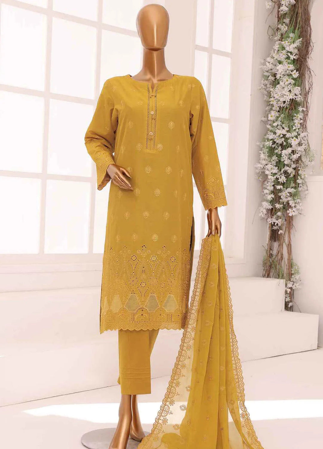 HZ Textiles Chikankari Lawn Suits Unstitched 3 Piece HZ25DC DCE-01 - Summer Collection