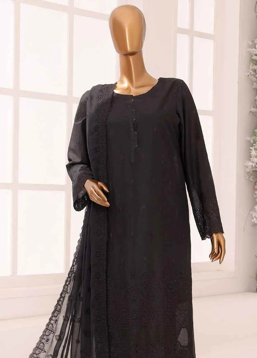 HZ Textiles Chikankari Lawn Suits Unstitched 3 Piece HZ25DC DCE-02 - Summer Collection