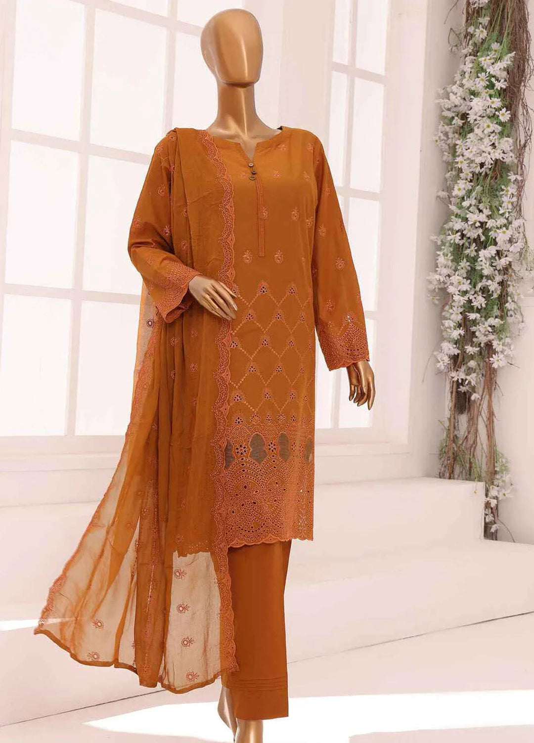 HZ Textiles Chikankari Lawn Suits Unstitched 3 Piece HZ25DC DCE-05 - Summer Collection