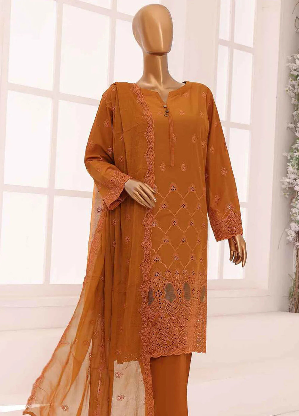 HZ Textiles Chikankari Lawn Suits Unstitched 3 Piece HZ25DC DCE-05 - Summer Collection