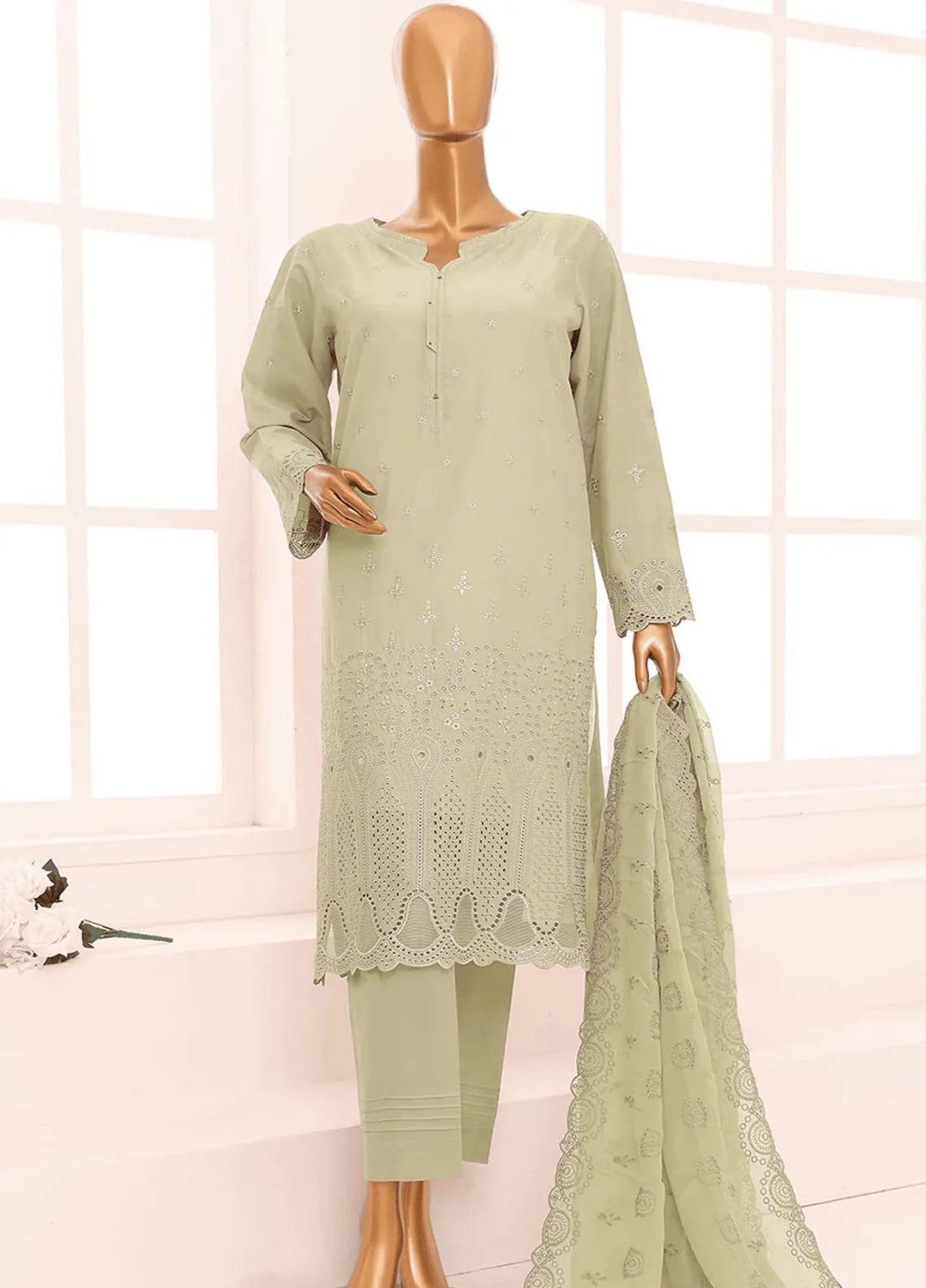 HZ Textiles Chikankari Lawn Suits Unstitched 3 Piece HZ25DC DCE-06 - Summer Collection