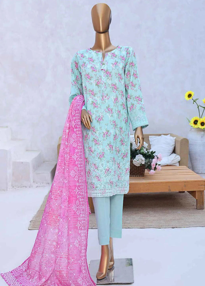HZ Textiles Chikankari Lawn Suits Unstitched 3 Piece HZ25EC ELC-232 - Summer Collection