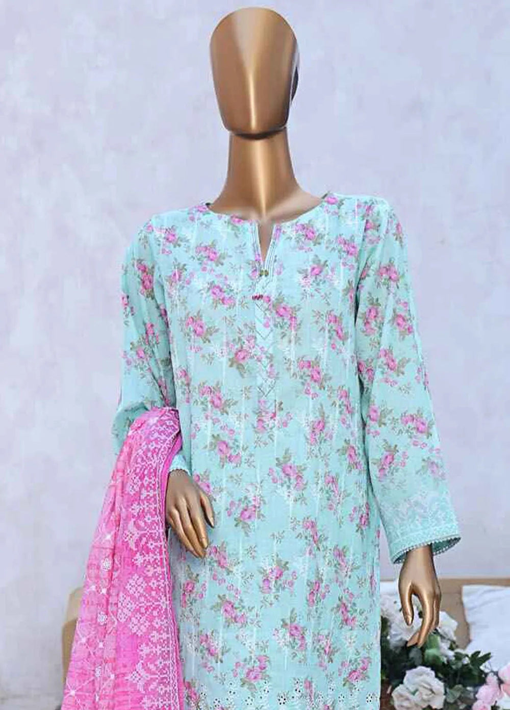 HZ Textiles Chikankari Lawn Suits Unstitched 3 Piece HZ25EC ELC-232 - Summer Collection