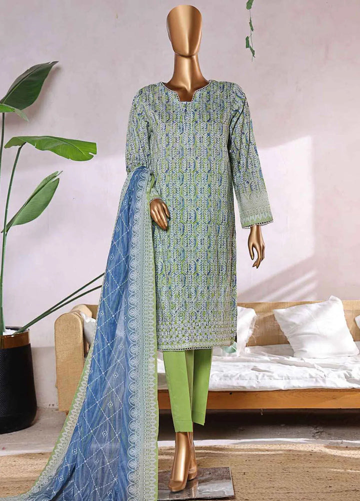 HZ Textiles Chikankari Lawn Suits Unstitched 3 Piece HZ25EC ELC-234 - Summer Collection