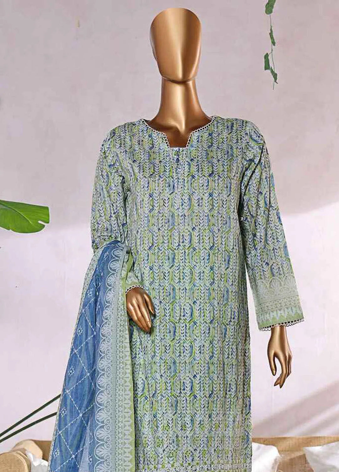 HZ Textiles Chikankari Lawn Suits Unstitched 3 Piece HZ25EC ELC-234 - Summer Collection